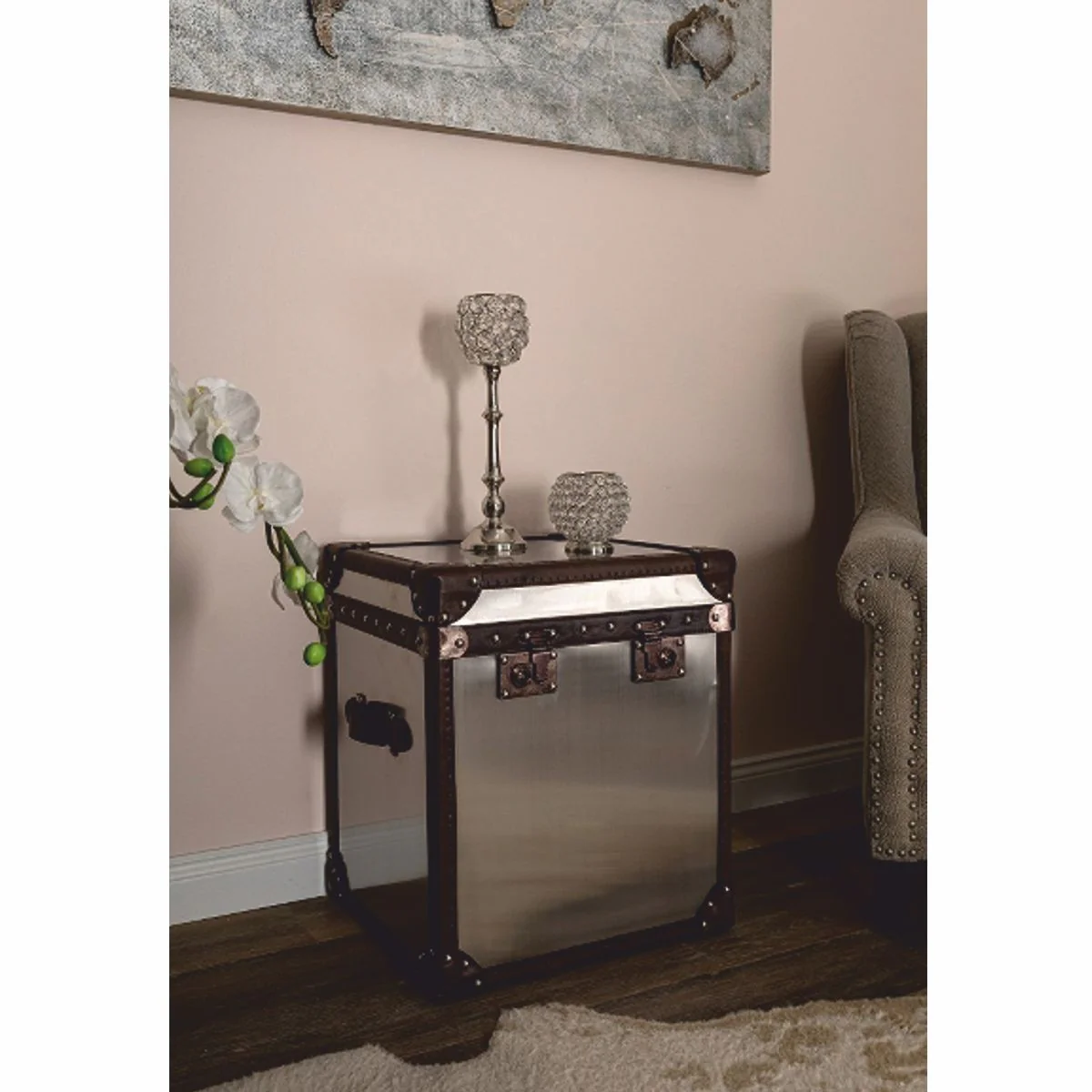 Casa Padrino cofre de lujo plata / marr¨®n oscuro A. 57 cm - Accesorios decorativos