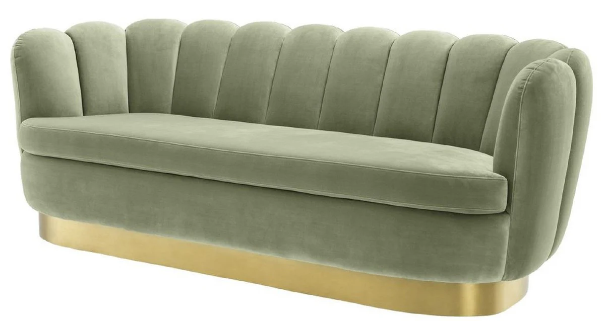Casa Padrino sof¨¢ de terciopelo de lujo verde pistacho / lat¨®n 225 x 90 x H. 80 cm - Sof¨¢ de Sal¨®n - Calidad de Lujo