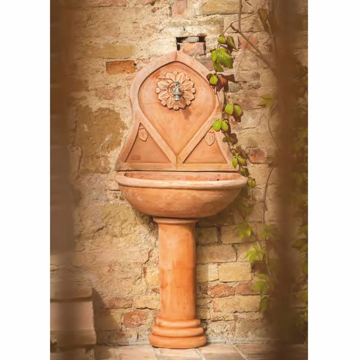 Casa Padrino fuente de pared de terracota Art Nouveau beige A. 145 cm - Hecho en Italia