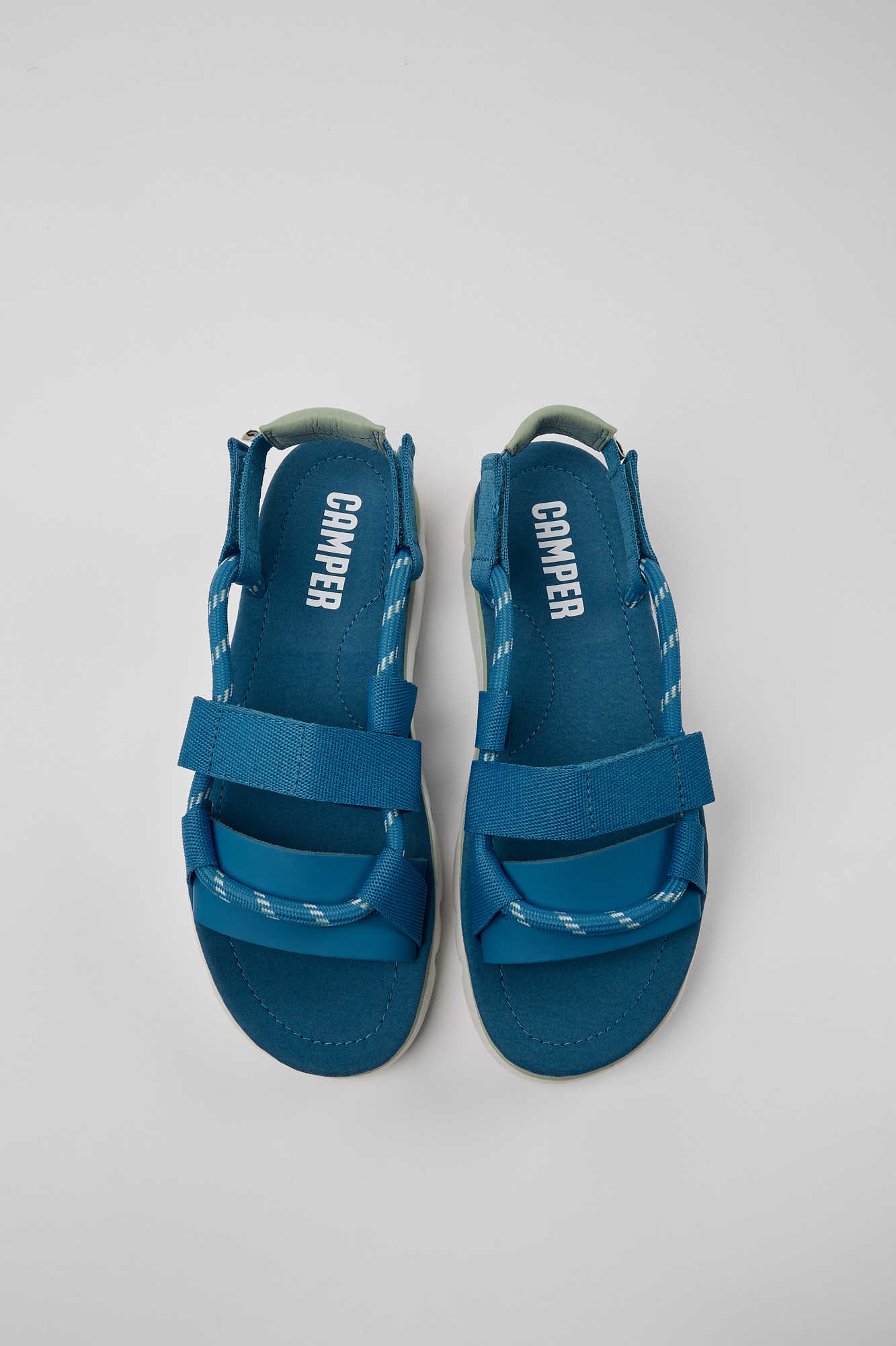Oruga - Blue and green leather sandals for women