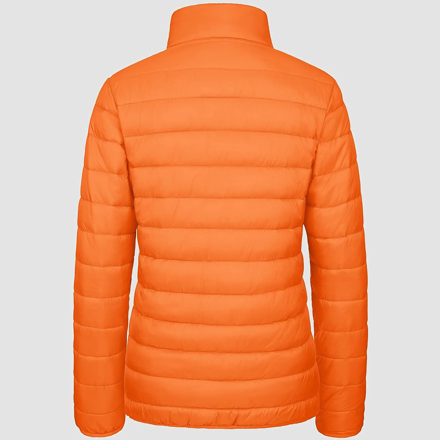 Women Lightweight Puffer Jacket Stand Collar Full Zip Quilted Lined Winter Coat