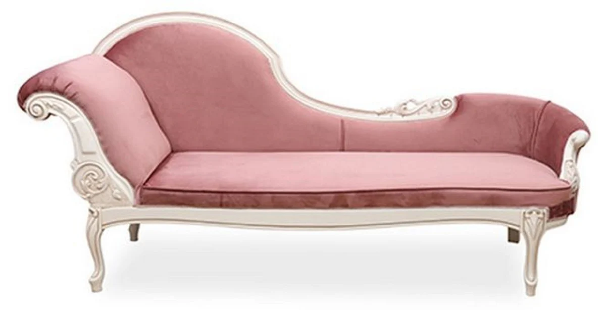Casa Padrino chaise longue barroco de lujo rosa / crema - Magn¨ªfica recamier de madera maciza - Muebles de sal¨®n de lujo en estilo barroco - Muebles barrocos - Noble y magn¨ªfico