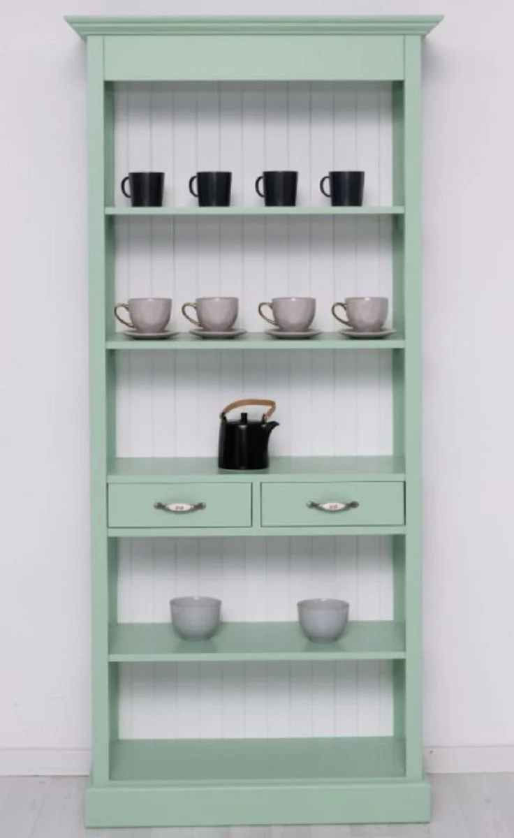 Casa Padrino armario de estilo campestre verde menta / blanco 91 x 39 x A. 197 cm - Armario de comedor de estilo campestre - Muebles de madera maciza - Muebles de estilo campestre