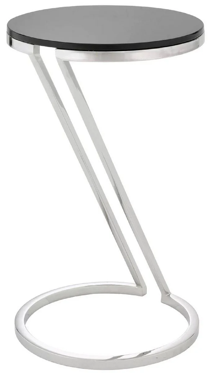 Casa Padrino mesa auxiliar de lujo plata / gris ? 36 x A. 60 cm - Mesa de acero inoxidable con tapa de vidrio - Muebles de sal¨®n - Muebles de lujo - Interior de lujo