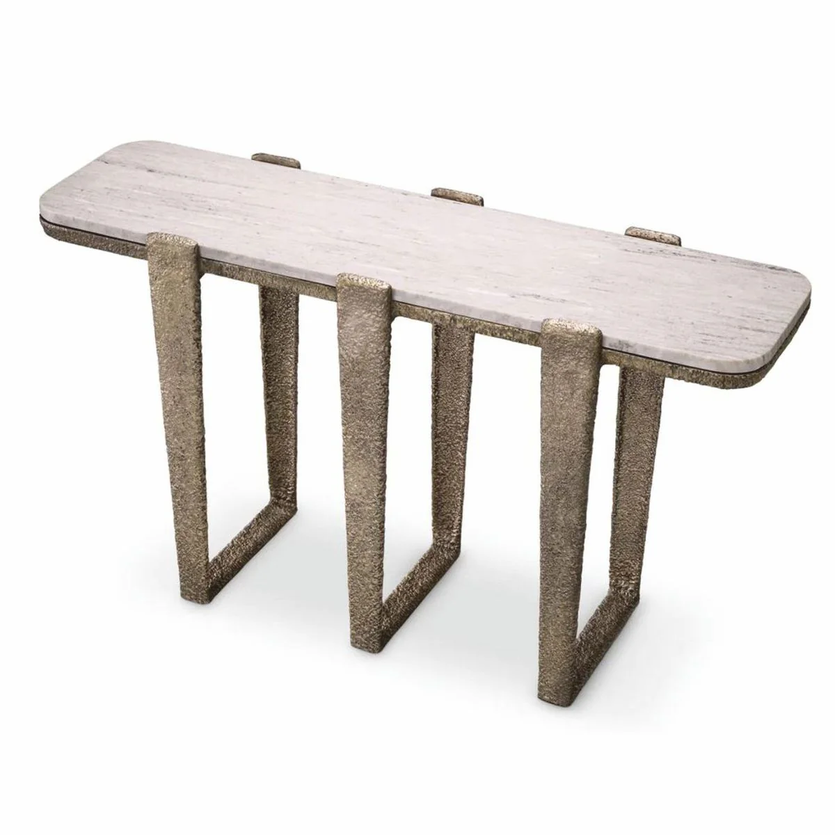 Casa Padrino consola de lujo de aluminio con tapa de m¨¢rmol lat¨®n antiguo / beige 140 cm