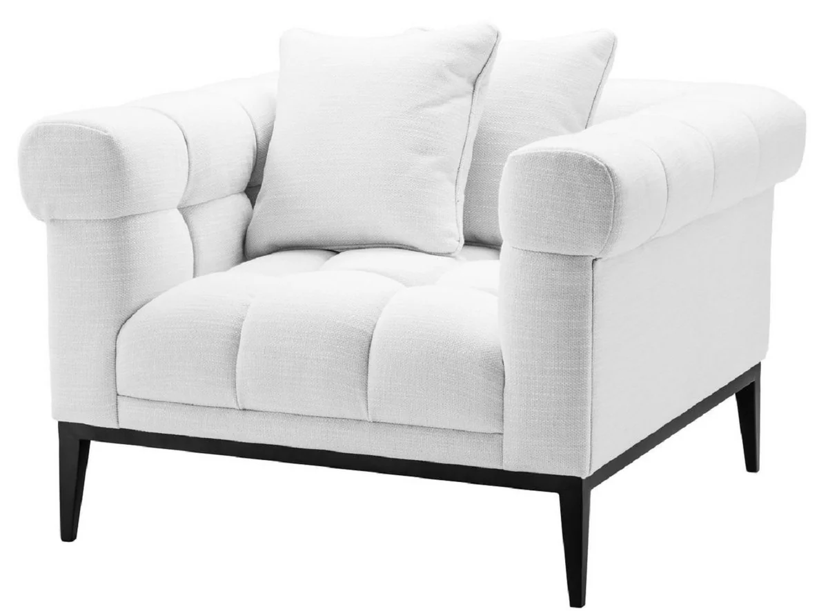 Casa Padrino Sill¨®n de Lujo Blanco / Negro 102 x 98 x H. 69 cm - Sill¨®n de Sal¨®n con 2 Cojines - Muebles de Sal¨®n - Muebles de Lujo