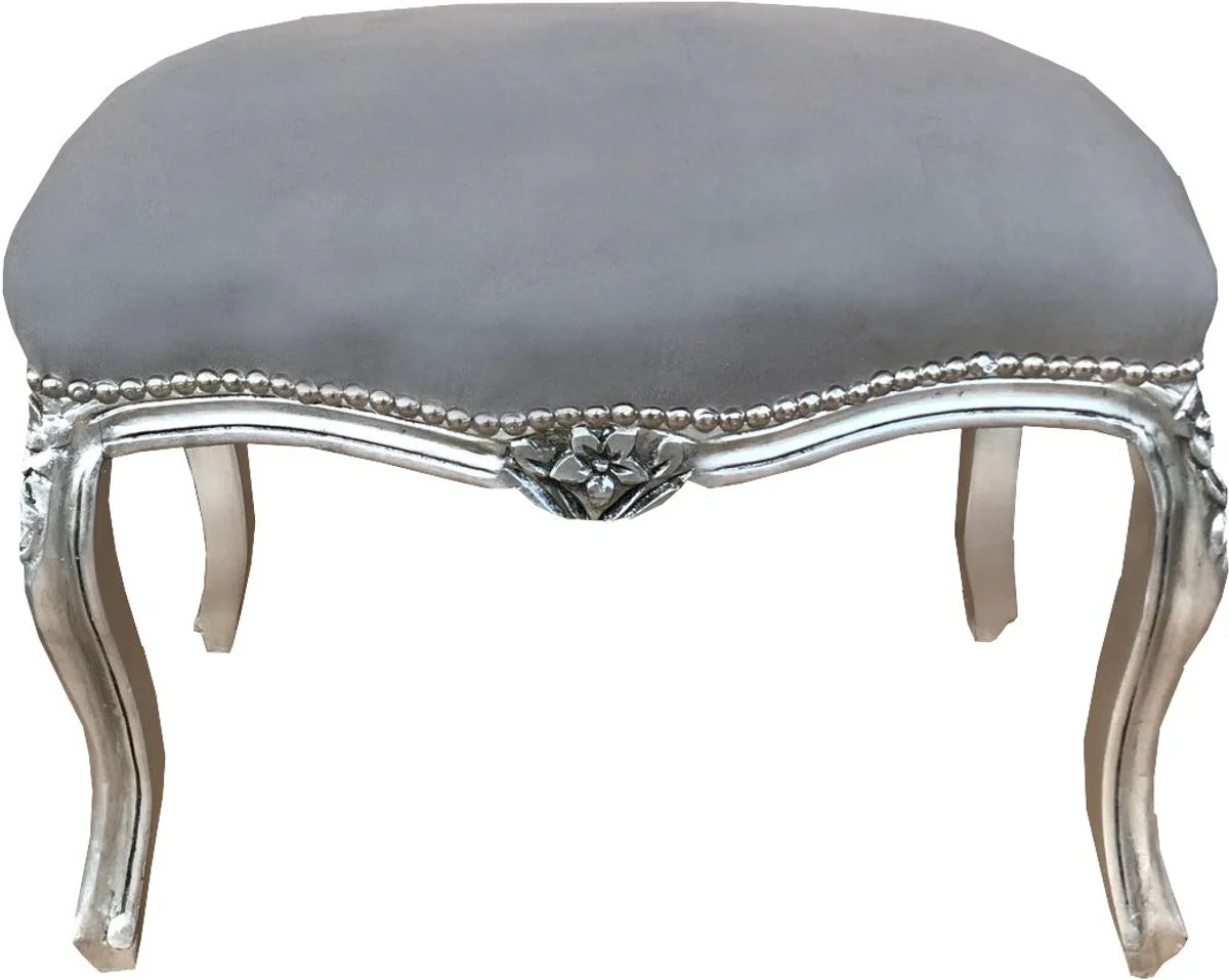 Casa Padrino Barroco Otomano Gris / Plateado - Muebles de estilo antiguo - Taburete columpio para mujer