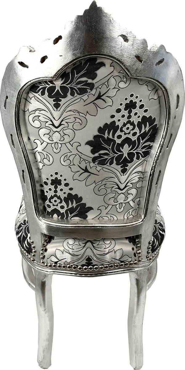 Casa Padrino silla de comedor barroco plata patr¨®n / plata - Silla de estilo antiguo hecha a mano con patr¨®n elegante - Muebles de comedor en estilo barroco - Muebles barrocos