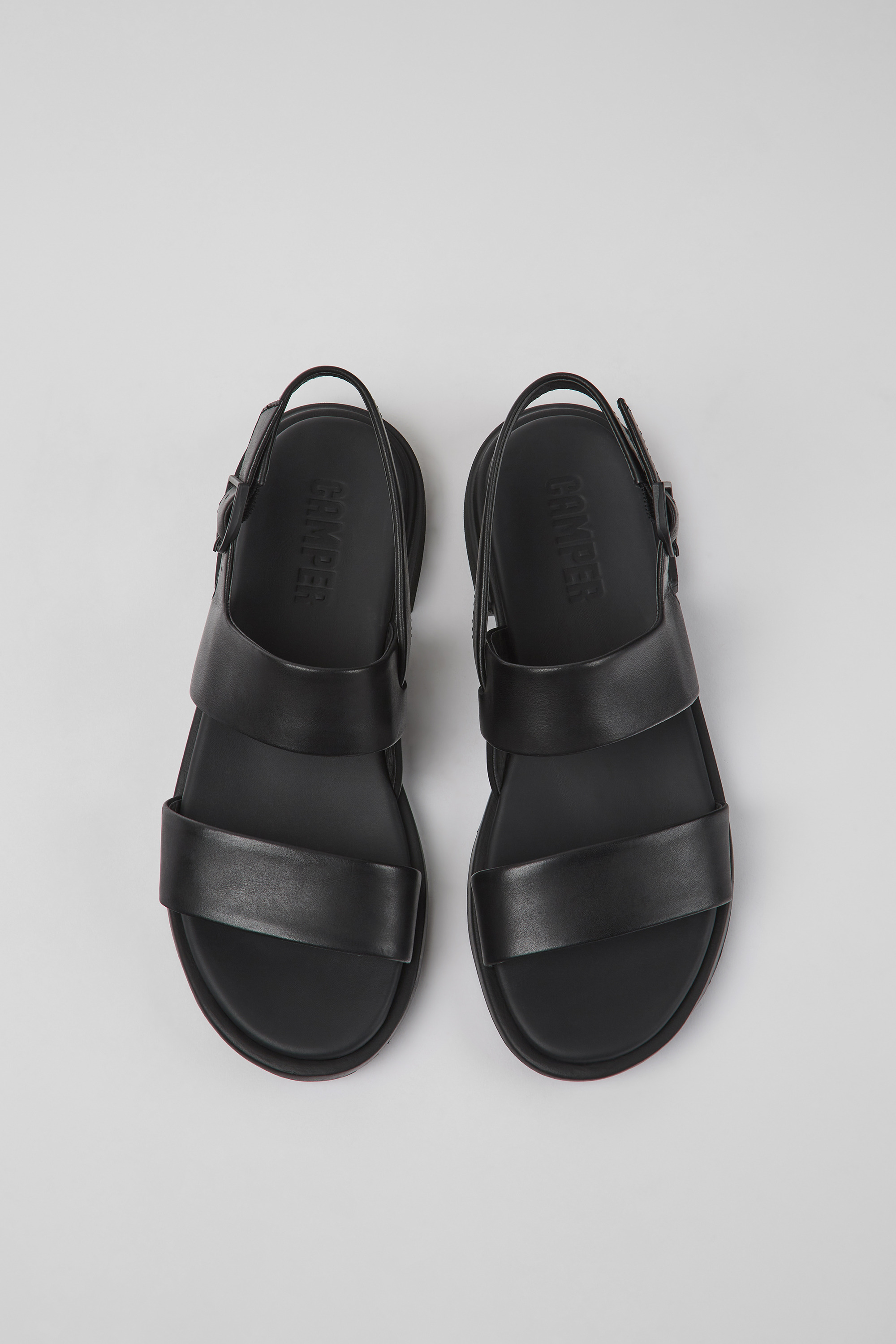 Edy - Black leather sandals for women