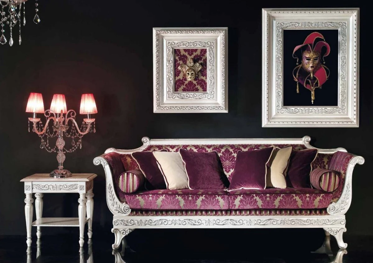 Casa Padrino lámpara de mesa de cristal barroco de lujo plata / rojo Ø 55 x A. 60 cm - Magnífica lámpara de escritorio estilo barroco con cristal veneciano y cristal de Swarovski - Hecho en Italia