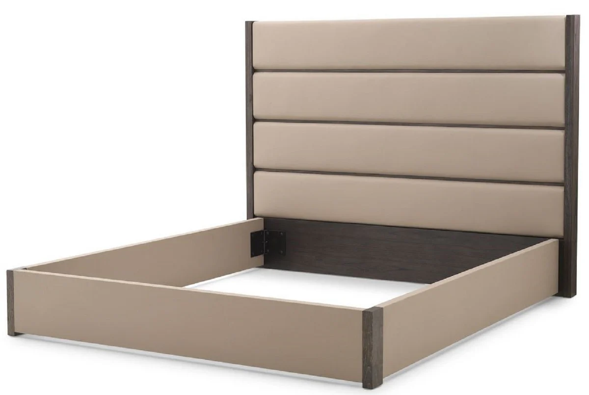 Casa Padrino estructura de cama doble de lujo con cabecero gris / marr¨®n oscuro 205,5 x 225 x A. 150,5 cm - Muebles de Dormitorio - Muebles de Hotel - Calidad de Lujo