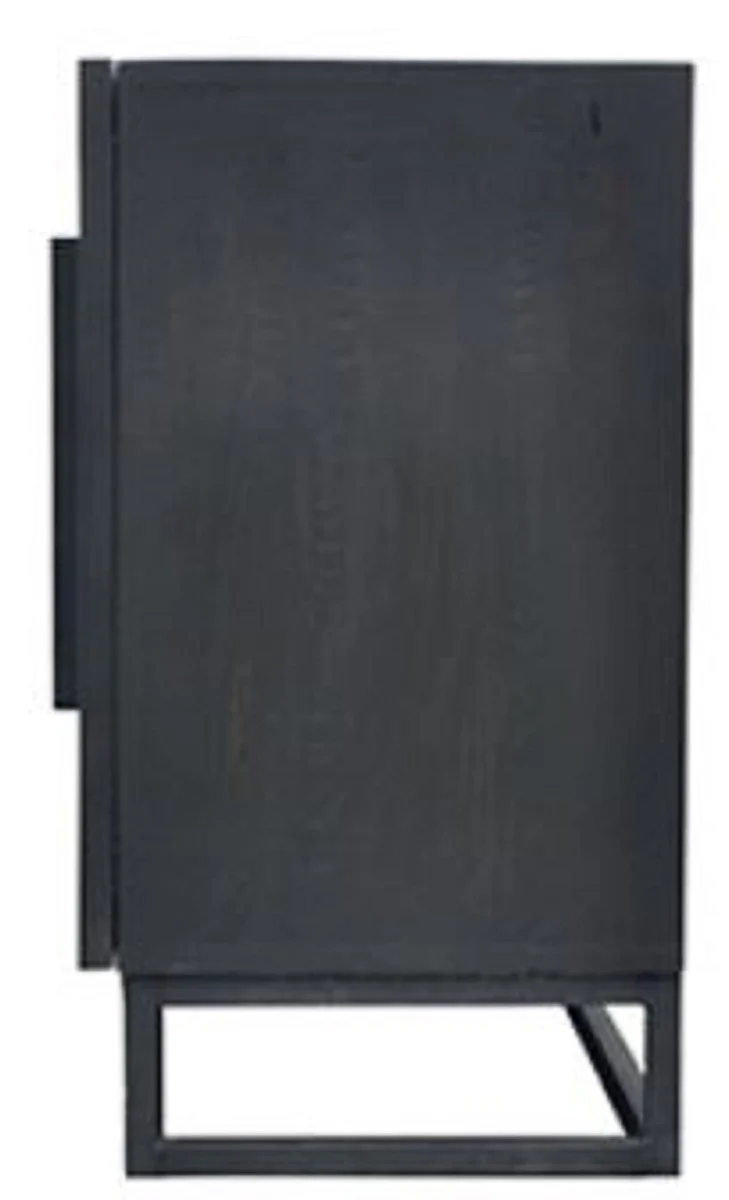 Casa Padrino aparador de madera maciza de lujo negro 160 x 43 x A. 80 cm - Gabinete de roble rústico con 3 puertas - Muebles de comedor rústicos de madera maciza - Muebles de comedor de lujo