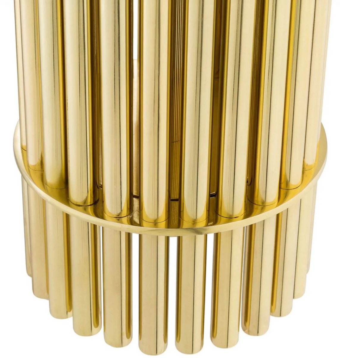 Casa Padrino lámpara de mesa de lujo latón / negro Ø 45 x A. 96,5 cm - Lámpara de escritorio moderna con pantalla redonda - Calidad de Lujo