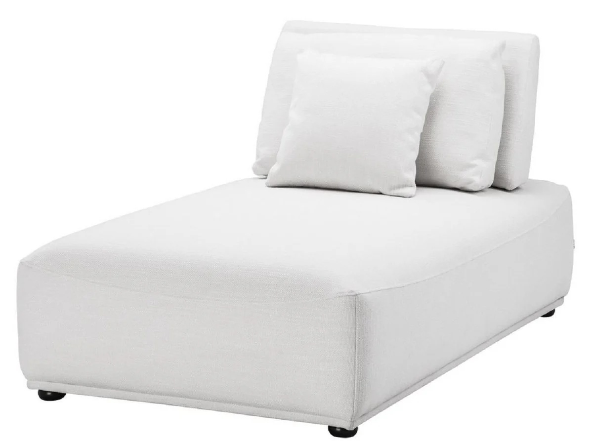 Casa Padrino Chaise Longue de Lujo Blanco / Negro 93 x 158 x H. 83 cm - Silla Reclinable con Respaldo y 2 Cojines - Muebles de Sal¨®n