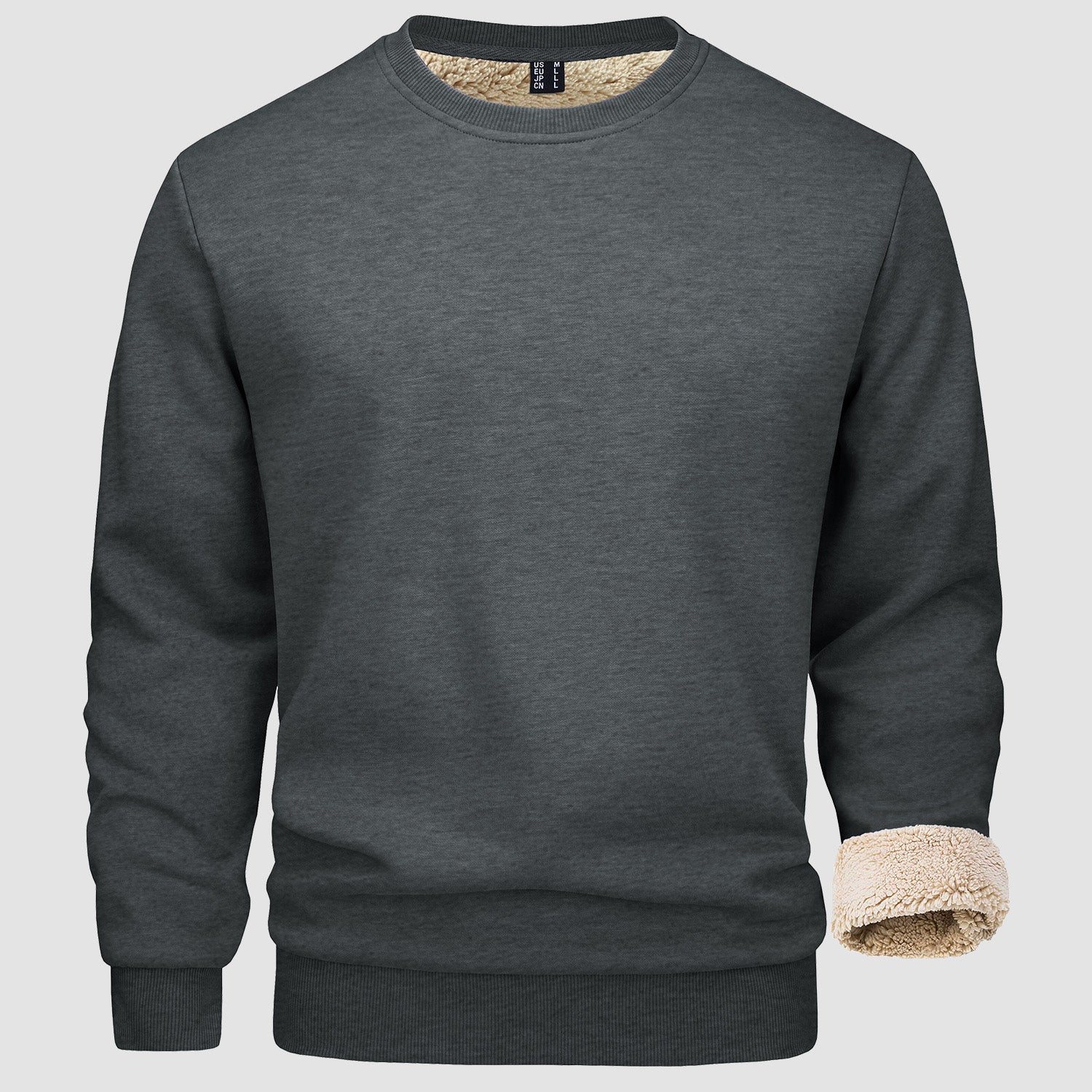 Men's Fleece Lined Sweatshirts Pullover Basic Tops Warm Crewneck Winter Sweater Underwear