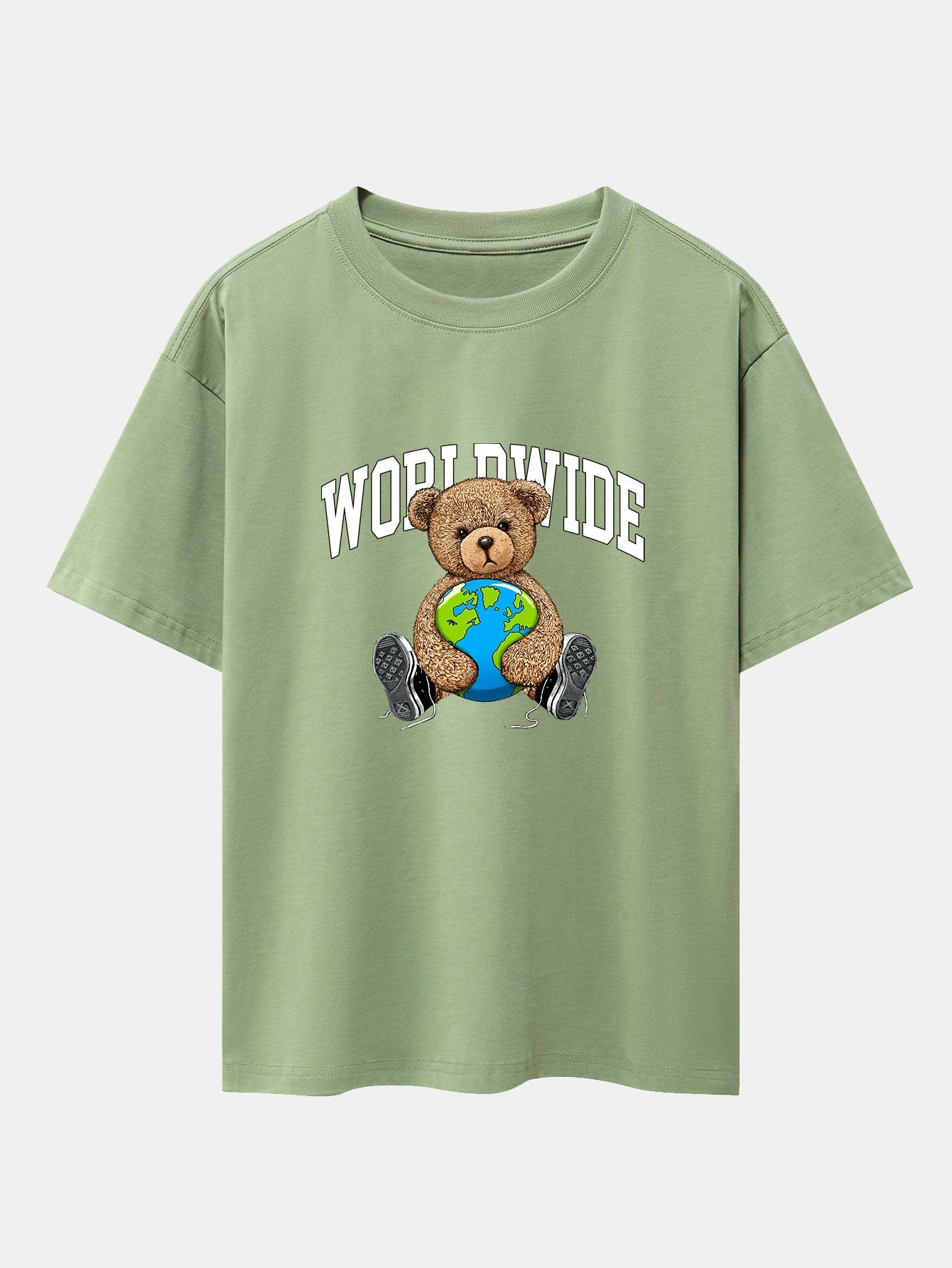 Worldwide Bear Print Heavy Weight Oversize T-Shirt