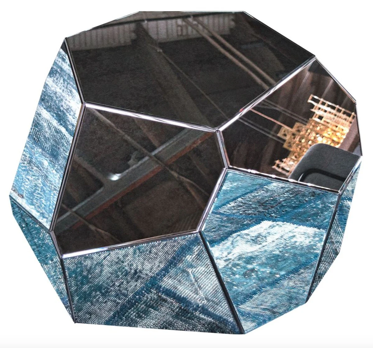 Casa Padrino diseño mesa de salón / mesa auxiliar con vidrio espejo antiguo 89 x 90 x H. 45 cm - Colección de Diseñadores