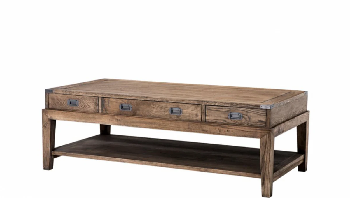 Casa Padrino Art Deco luxury reclaimed oak wood coffee table - living room coffee table - Luxury Hotel Table