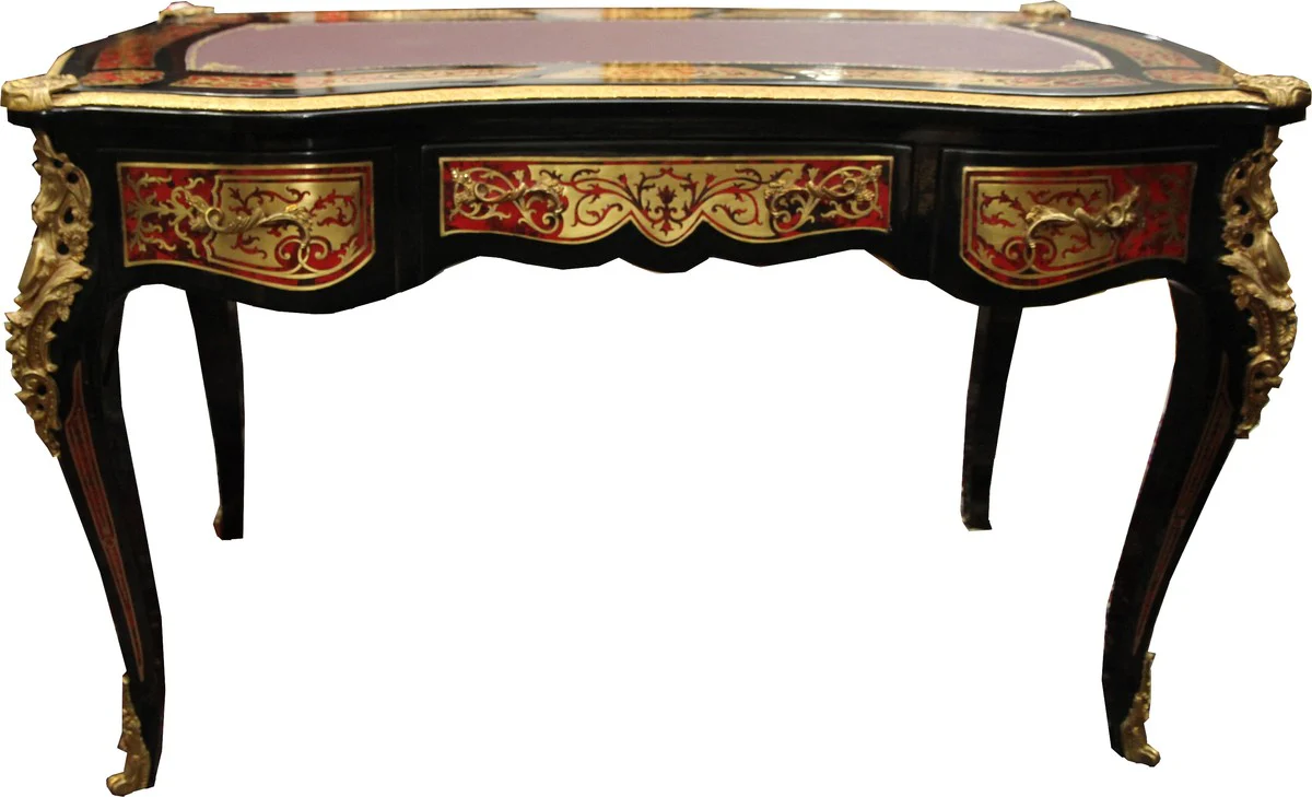 Casa Padrino Baroque Boulle Secretaria en estilo franc¨¦s - 102 x 59 x H79 cm - Escritorio de estilo antiguo