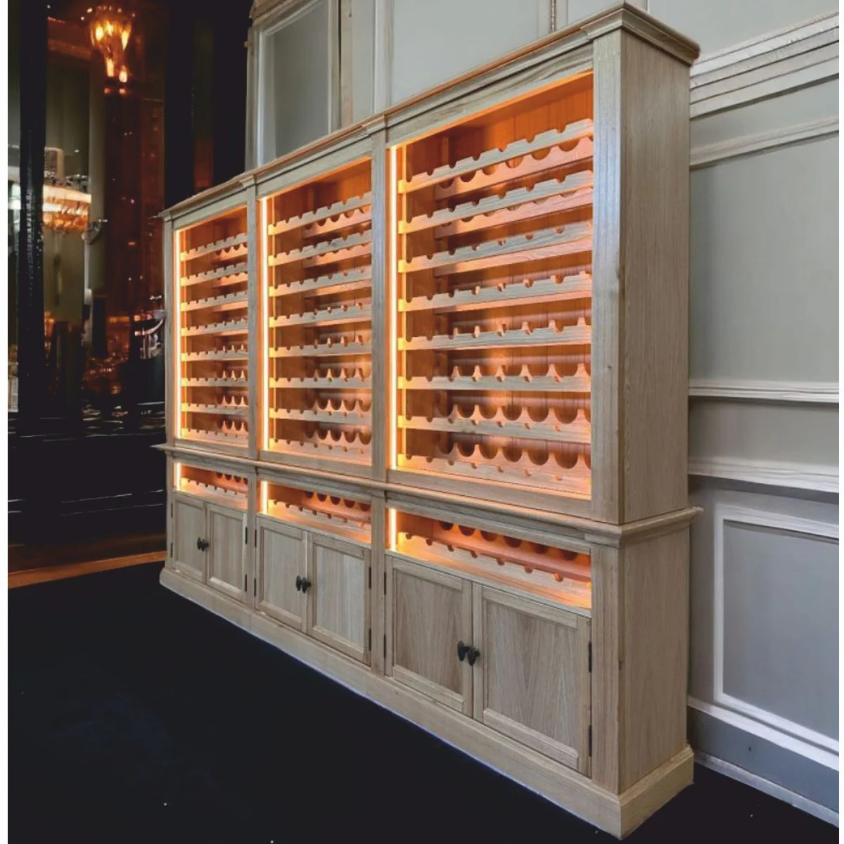 Casa Padrino gabinete de vino de estilo campestre gris / marr¨®n 300 cm - Muebles de bar de estilo campestre