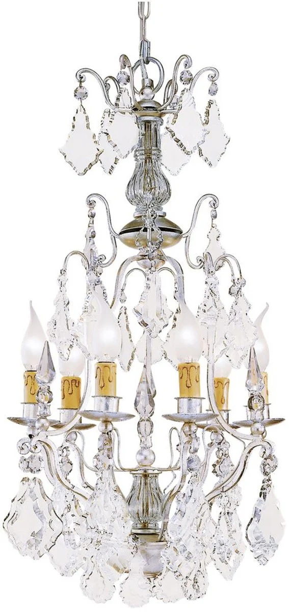 Casa Padrino araña de luces de cristal barroco de lujo plata / oro Ø 35 x A. 70 cm - Lámpara de araña elegante de estilo barroco - Calidad de Lujo - Hecho en Italia