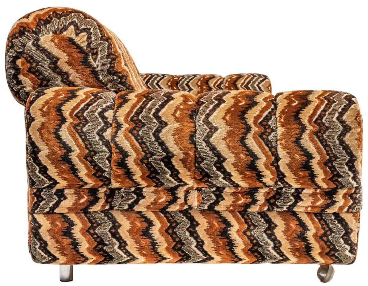 Casa Padrino sof¨¢ de lujo de dise?o de los a?os 70 beige / marr¨®n / negro 228 x 93 x A. 70 cm - Sof¨¢ de sal¨®n retro con ruedas - Muebles de sal¨®n de dise?o de los a?os 70