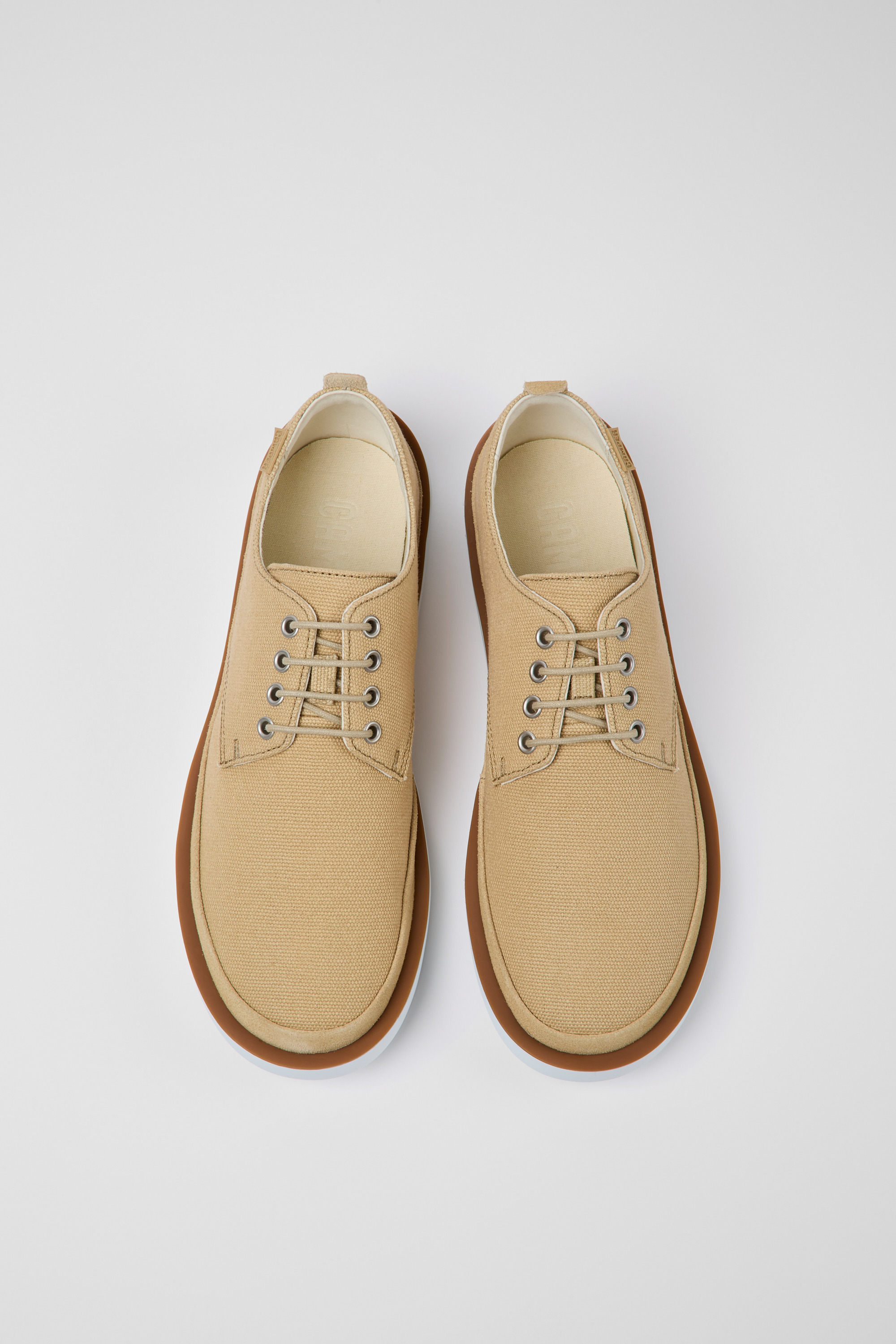Wagon - Beige textile and nubuck shoes for men