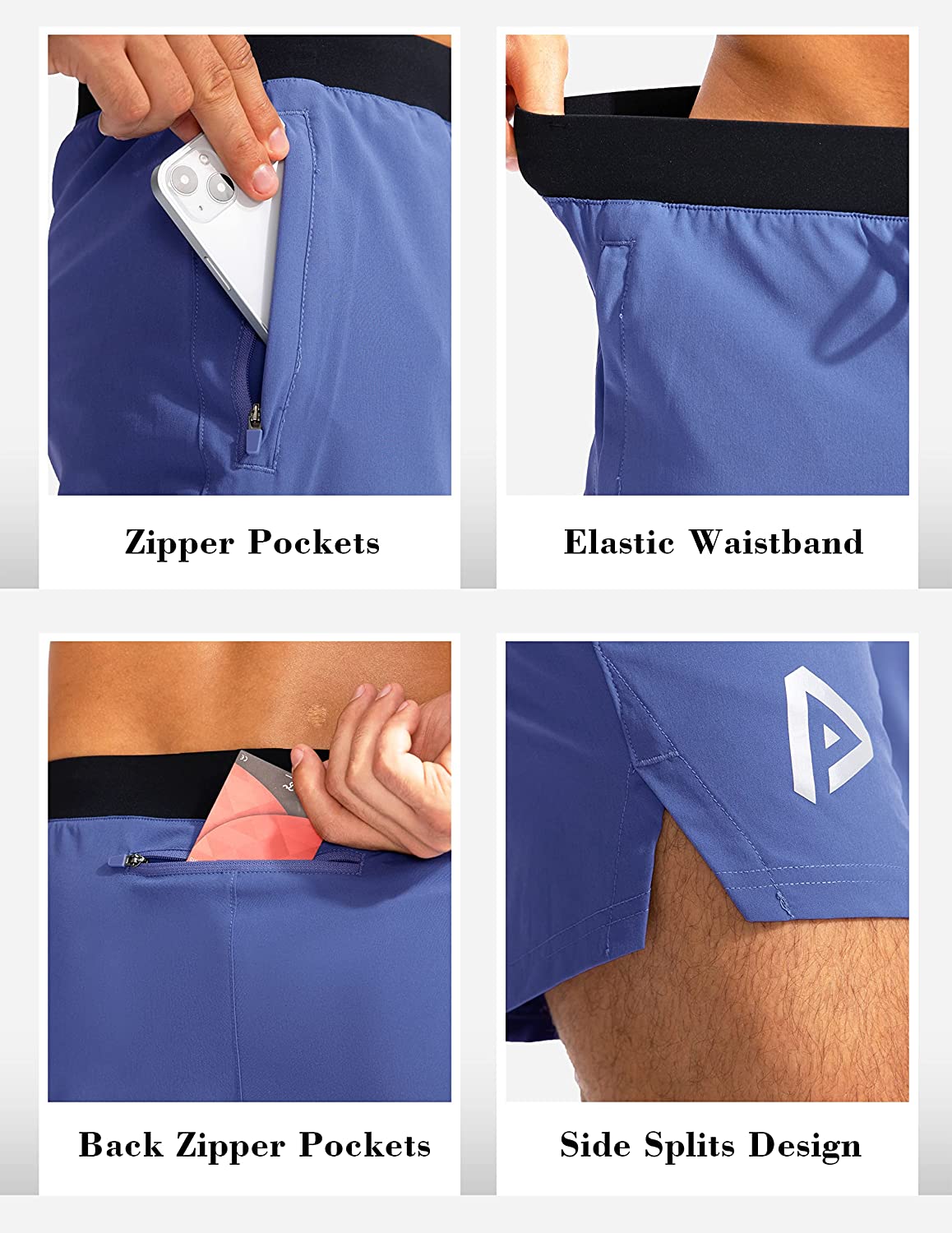 Men's Workout Running Shorts 5 Inch Lightweight Quick Dry Soccer Gym Athletic Shorts for Men with 3 Pockets