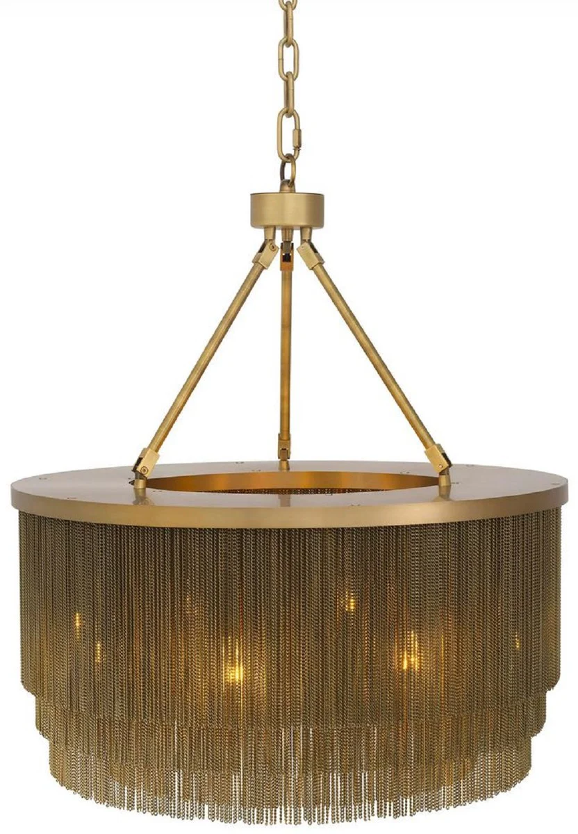 Casa Padrino araña de luces de acero de lujo latón antiguo Ø 60 x A. 68 cm - Araña de Luces Redonda para Hoteles y Restaurantes - Calidad de Lujo