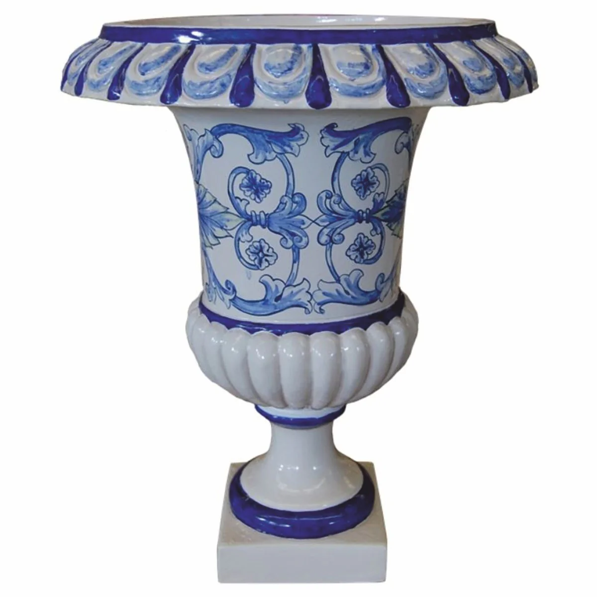 Casa Padrino maceta barroco de lujo de cer¨¢mica blanco / azul / amarillo ? 45 x A. 57 cm