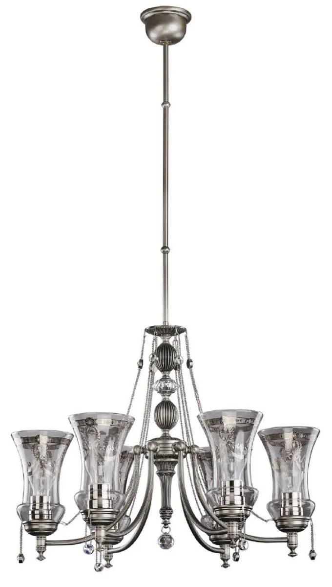 Casa Padrino araña de luces de cristal barroco de lujo plata Ø 60 x A. 65 cm - Magnífica lámpara de araña de salón de estilo barroco - Noble y magnífica