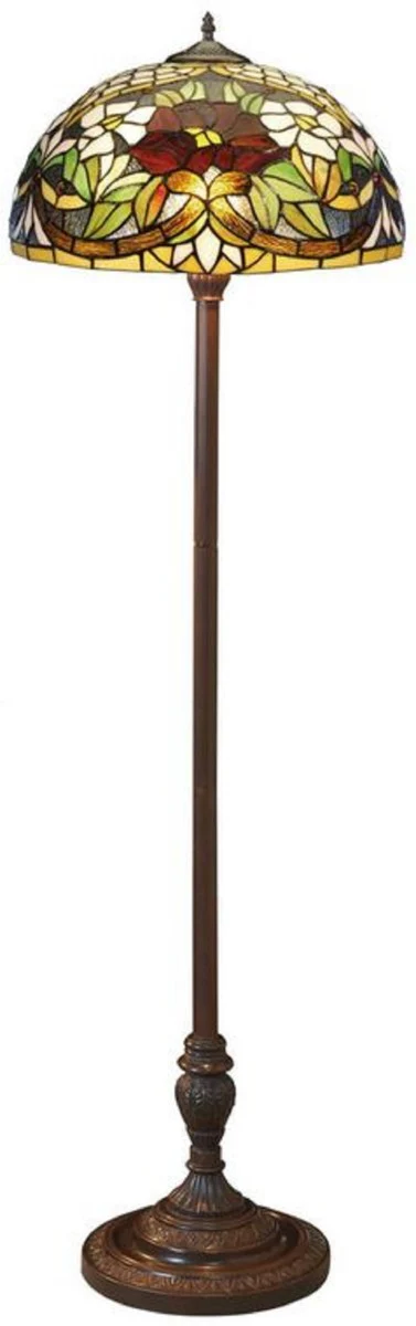 Casa Padrino lámpara de pie Tiffany de lujo multicolor / marrón Ø 50 x A. 170 cm - Tiffany lámpara de pie - Luces Tiffany - Lámparas de pie Tiffany - Lámparas de pie para oficina y salón