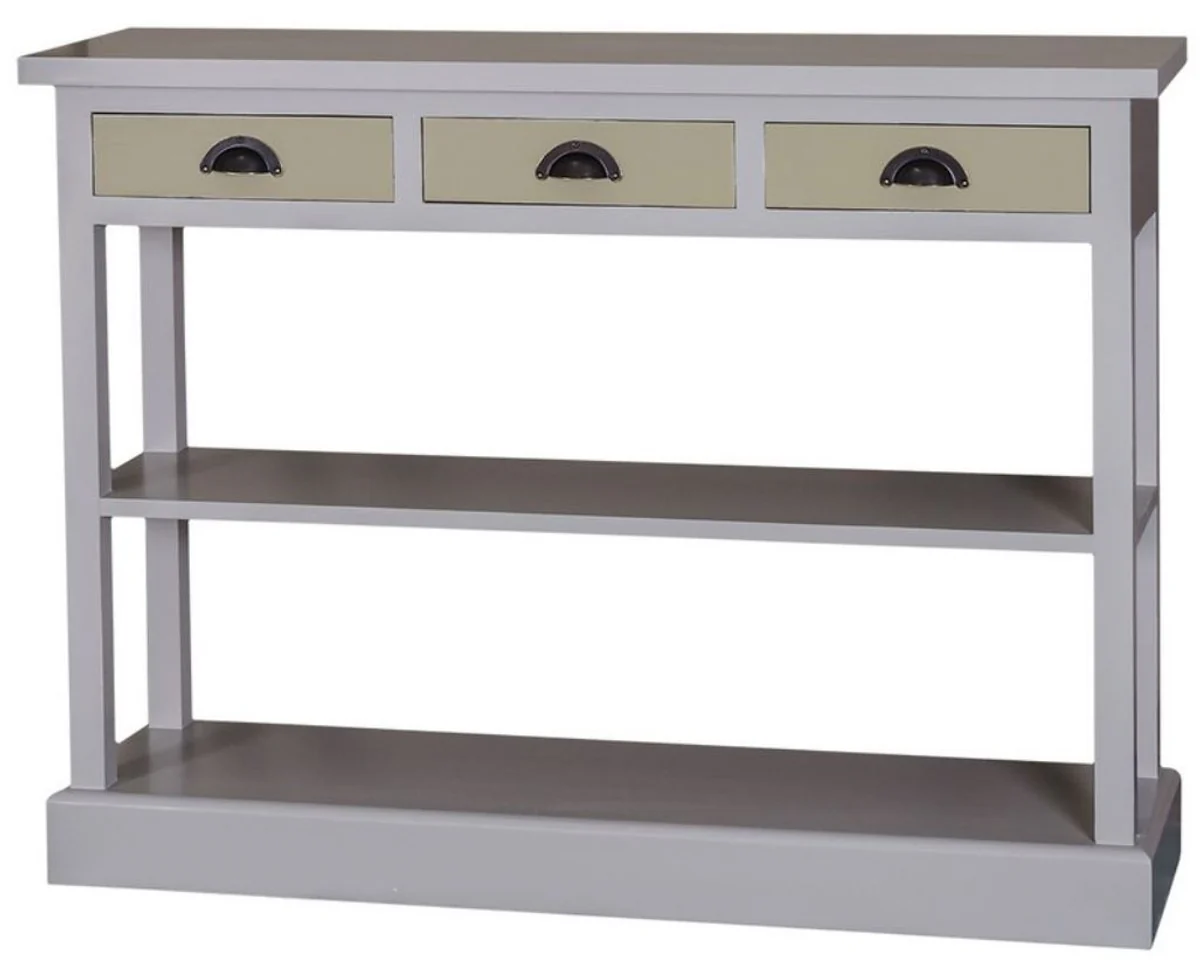 Casa Padrino consola de cocina de estilo country gris / verde 120 x 35 x H. 89 cm - Consola de Estilo Country con 3 Cajones