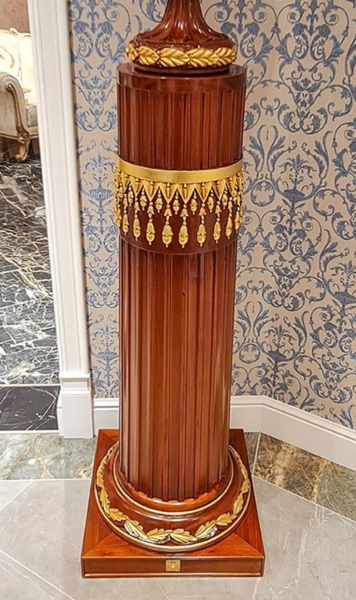 Casa Padrino Columna Barroco de Lujo Marr¨®n / Oro A. 120 cm - Muebles Barrocos - Hecho en Italia