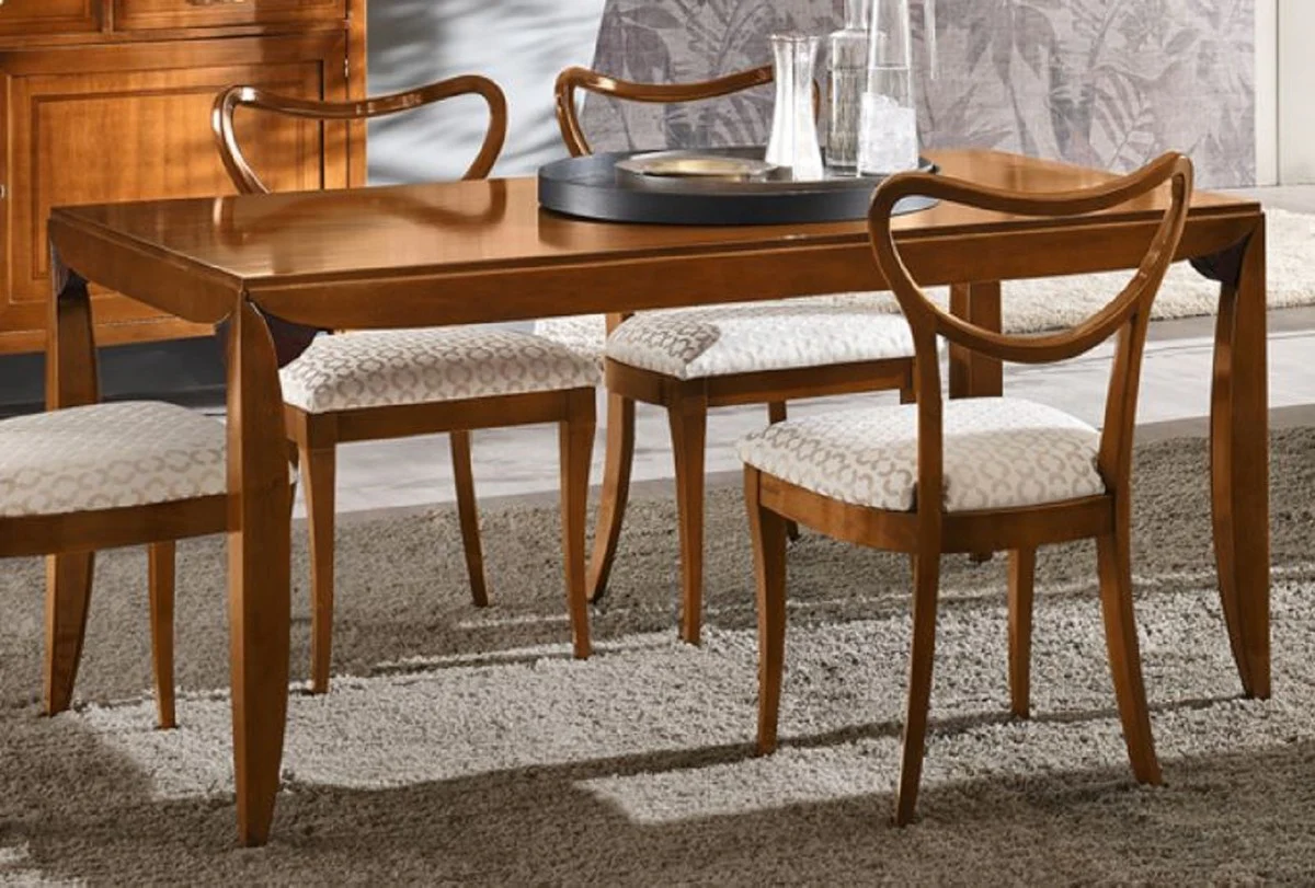 Casa Padrino mesa de comedor Biedermeier de lujo marr¨®n - Mesa de comedor extensible de madera maciza - Muebles de comedor Biedermeier - Calidad de Lujo - Hecho en Italia