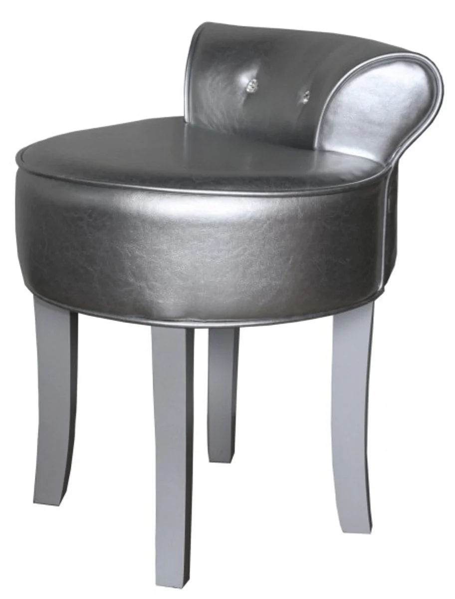 Casa Padrino Dise?o heces Boston plata / plata con piedras de Bling Bling - barroca silla de tocador