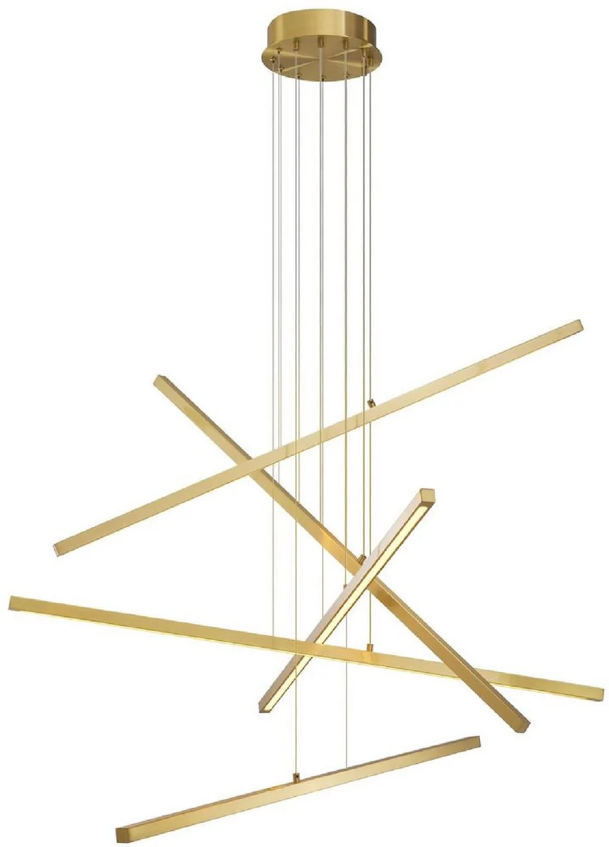 Casa Padrino araña de luces LED de lujo latón antiguo 120 x 120 x A. 260 cm - Araña de Luces Moderna Regulable en Altura y Regulable