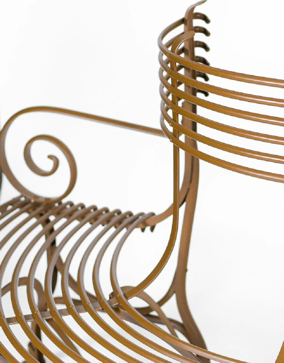 Casa Padrino banco de jard¨ªn Art Nouveau marr¨®n 180 x A. 88 cm - Banco de jard¨ªn forjado a mano - Banco de ¨¢rbol semicircular de hierro forjado - Muebles de jard¨ªn de hierro forjado