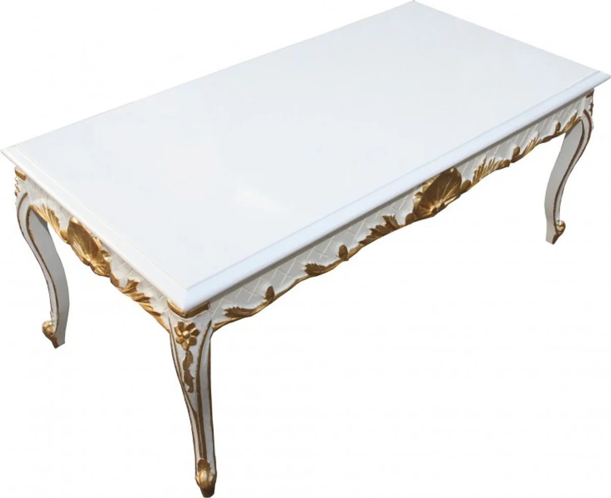 Casa Padrino Baroque Coffee Table White / Gold 120 x 60 cm Mod2 - antique look