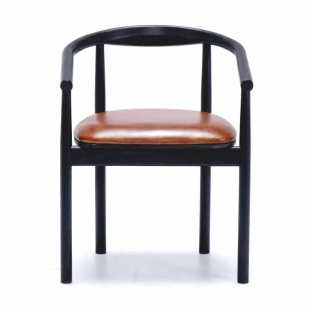 Casa Padrino silla de comedor de cuero de lujo con reposabrazos marr¨®n / negro - Muebles de comedor