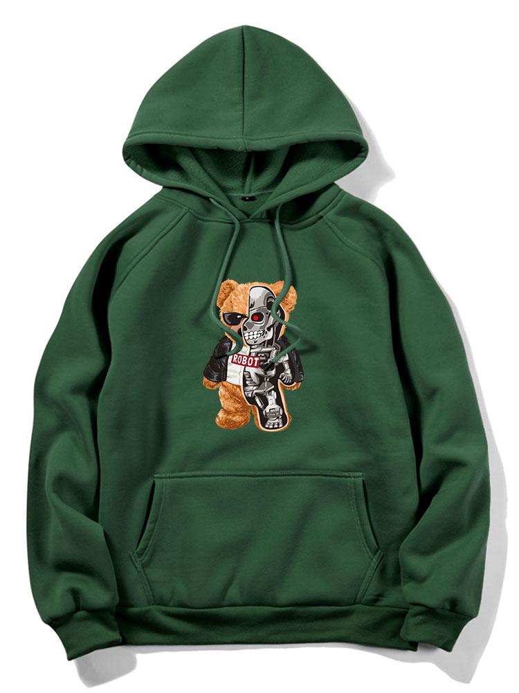 Robotic Bear Print Hoodie