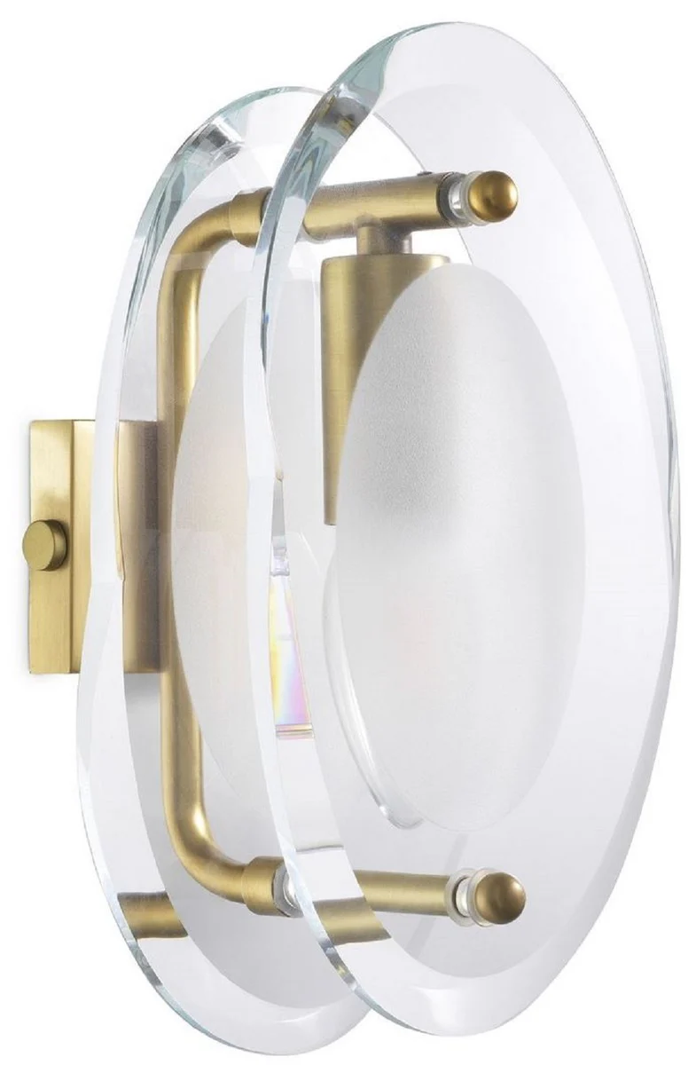 Casa Padrino lámpara de pared de lujo latón antiguo 13 x 13 x A. 22 cm - Elegante lámpara de pared de salón ovalada - Lámparas de Lujo