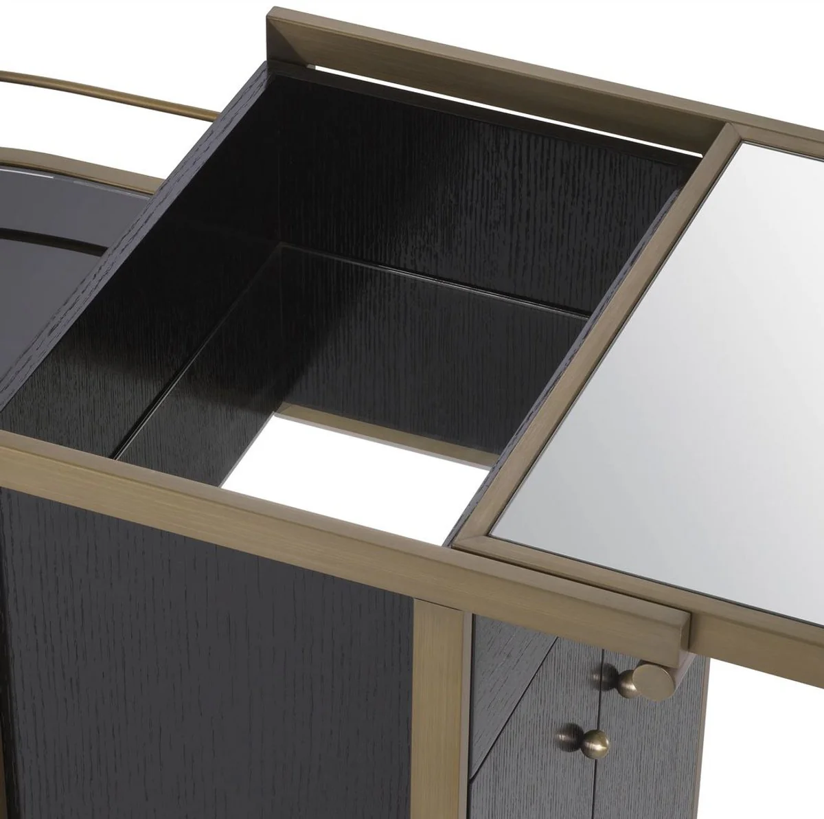 Casa Padrino carrito de servicio de lujo negro / lat¨®n 88 x 50 x A. 78 cm - Carrito gastron¨®mico restaurante hotel - Accesorios gastron¨®mico restaurante hotel lujo - Muebles de lujo