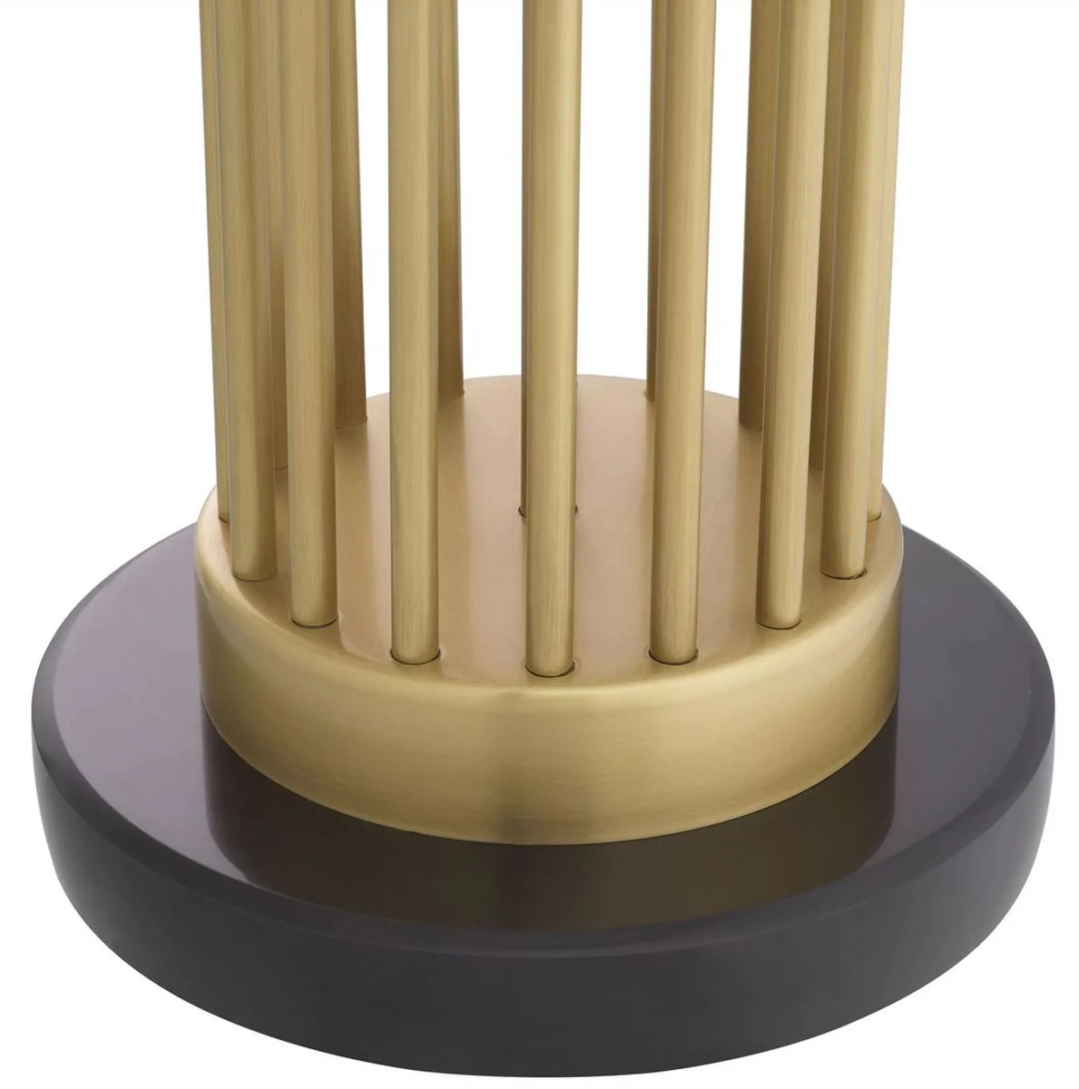 Casa Padrino lámpara de mesa de lujo latón antiguo / negro / blanco Ø 45 x A. 83 cm - Lámpara de escritorio moderna de metal con base de mármol y pantalla redonda - Lámpara de salón