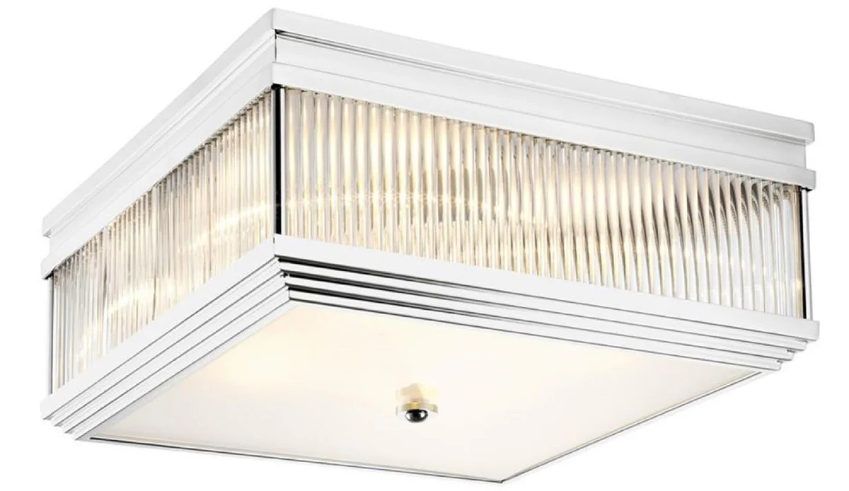 Casa Padrino lámpara de techo de lujo plata 40,5 x 40,5 x H. 18,5 cm - Calidad de Lujo