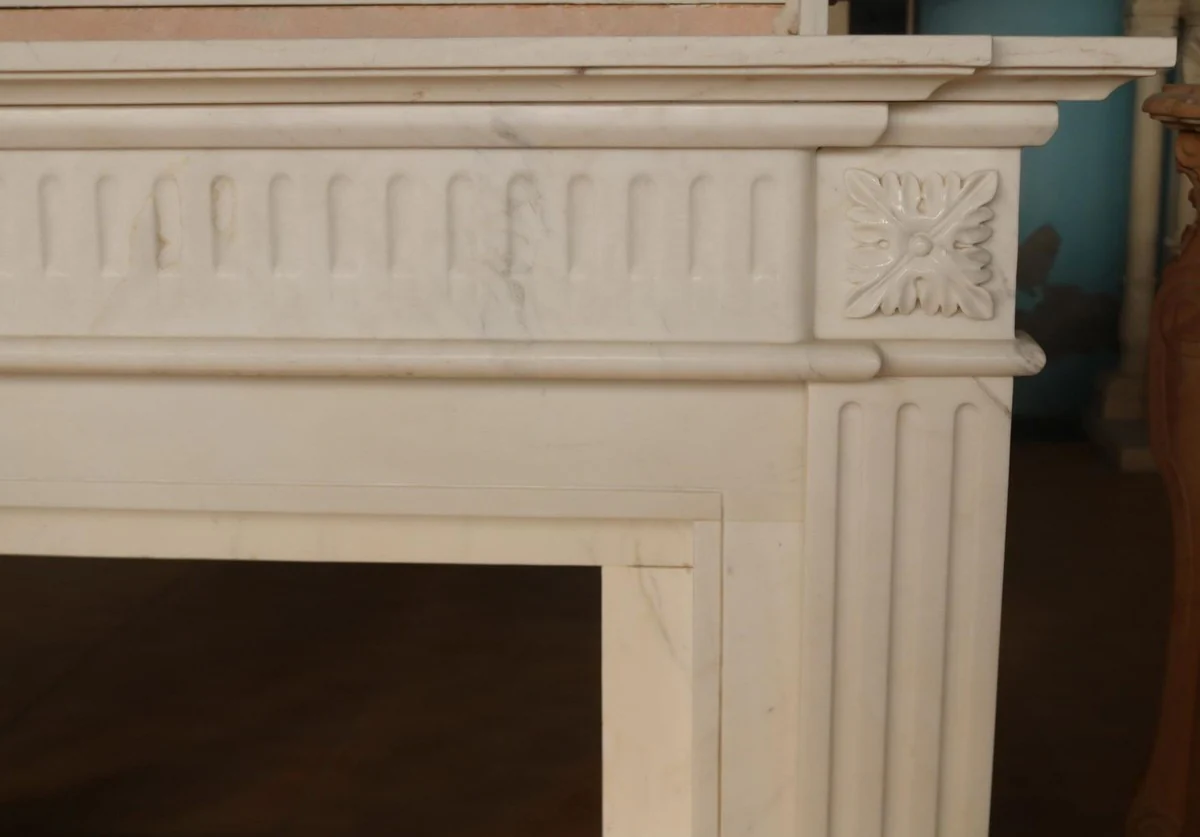 Casa Padrino marco de chimenea de m¨¢rmol barroco de lujo blanco 141 x A. 120 cm