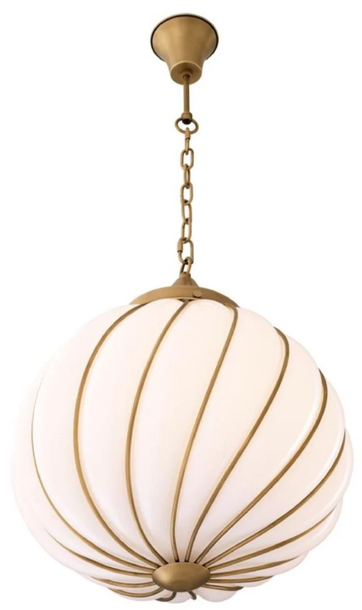 Casa Padrino araña de lujo latón antiguo / blanco Ø 43 x H. 50 cm - Colección de Lujo