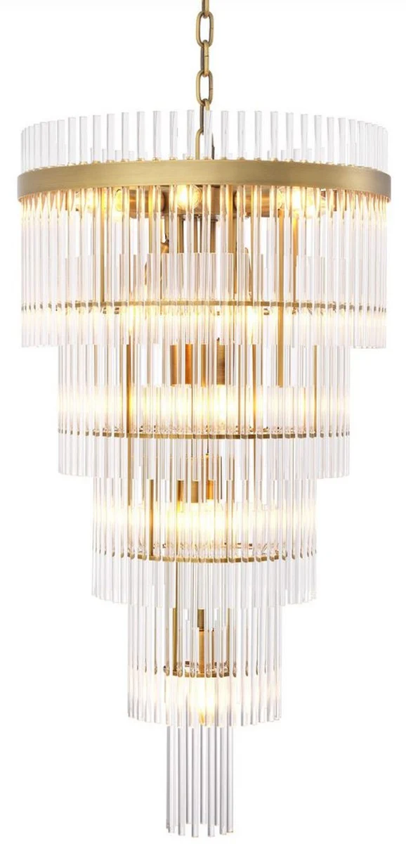 Casa Padrino lámpara de araña de lujo latón antiguo Ø 49 x A. 93 cm - Lámpara de araña moderna de metal con tubos de vidrio noble - Colección de Lujo