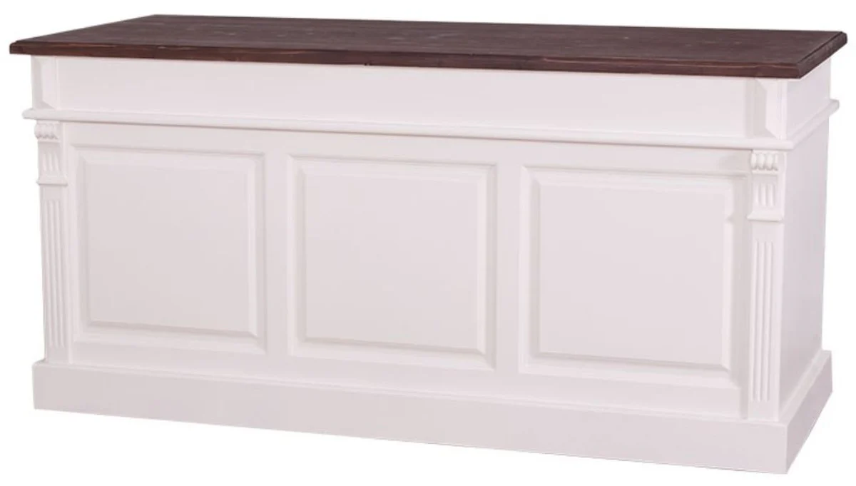 Casa Padrino escritorio de estilo country con 2 puertas y 2 cajones blanco / marr¨®n 160 x 70 x H. 78 cm - Mobiliario de Oficina en Estilo Country