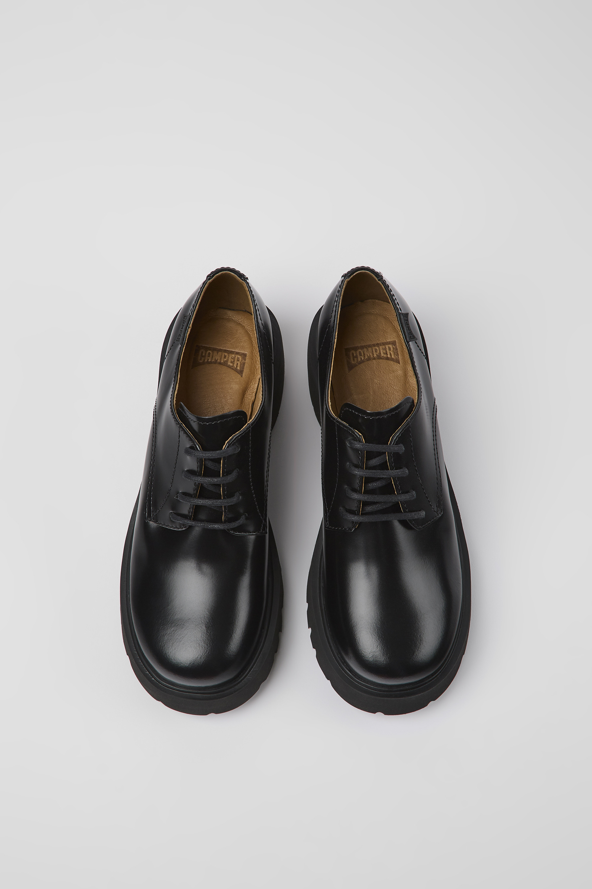 Milah - Black leather lace-up loafers for women